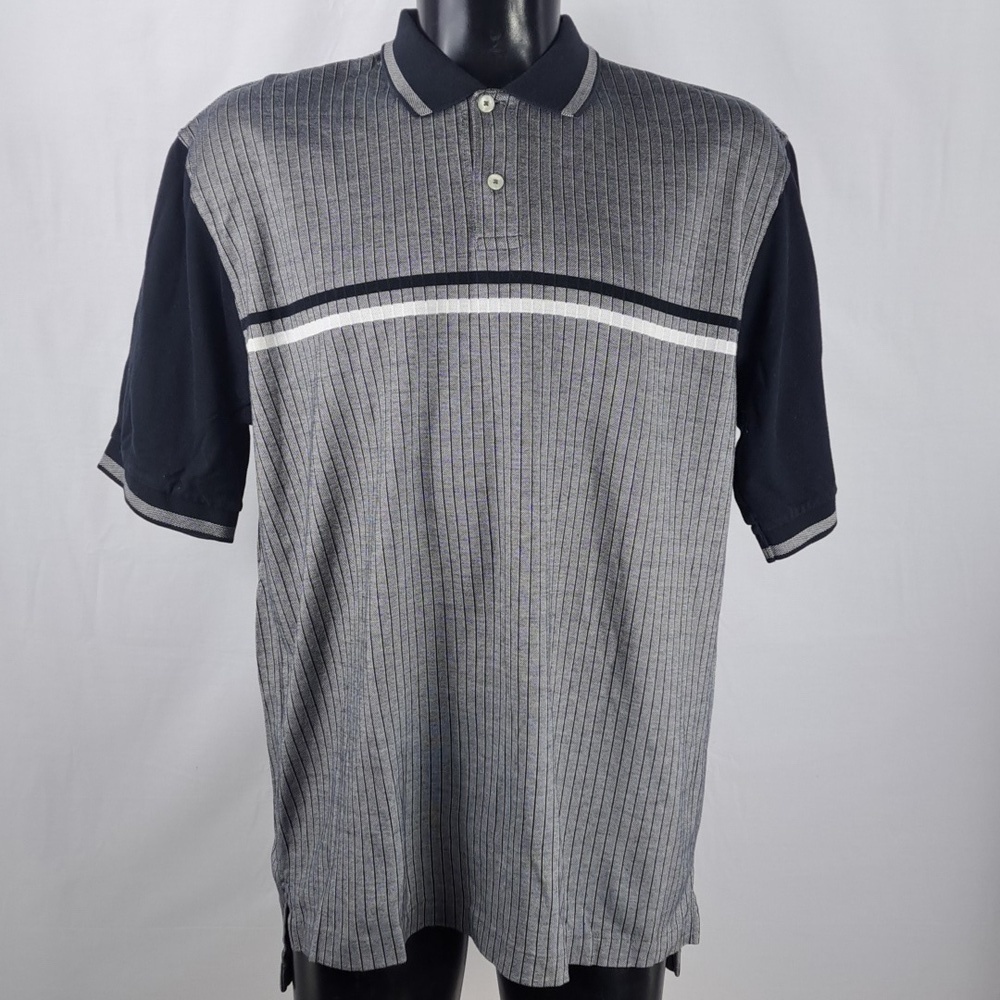 Nike Golf ribbed Men's 2XL black and gray casual outdoors preppy golf polo shirt